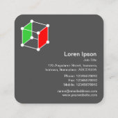 アイソメキューブ – 黒の白、緑、赤 スクエア名刺 (裏面)