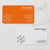アイソメトリックキューブのモチーフ – オレンジ/白 名刺 (正面/裏面)