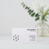 アイソメトリックキューブのモチーフ – 白/黒 名刺 (スタンド正面)