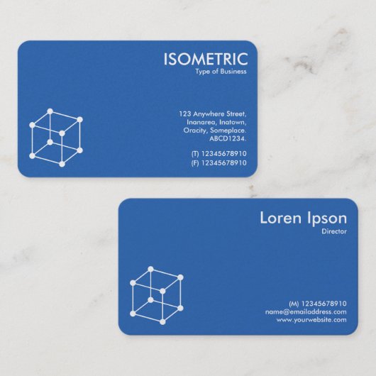 アイソメトリックキューブモチーフ – 青写真(両面) 名刺 (正面/裏面)