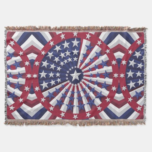 アイソメトリックUSAフラグパターン スローブランケット (正面)