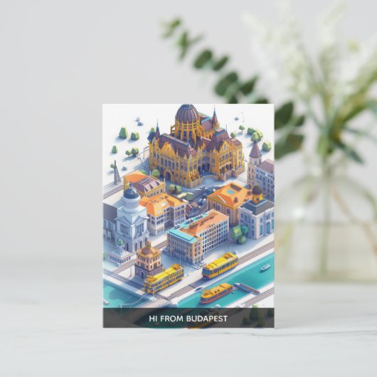 アイソメブダペスト旅行はがき ポストカード (スタンド正面)
