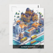 アイソメブダペスト旅行はがき ポストカード (正面/裏面)