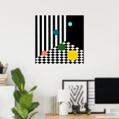 アイソメルームのおもしろい色のバウンスボール ポスター (ホームオフィス)