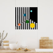 アイソメルームのおもしろい色のバウンスボール ポスター (キッチン)