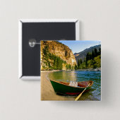 アイダホのの砂浜の漁船 缶バッジ (正面&裏面)