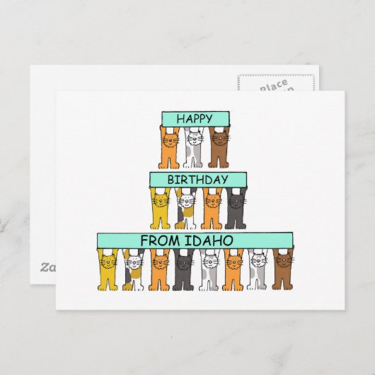 アイダホのハッピーバースデー猫たち ポストカード (正面/裏面)