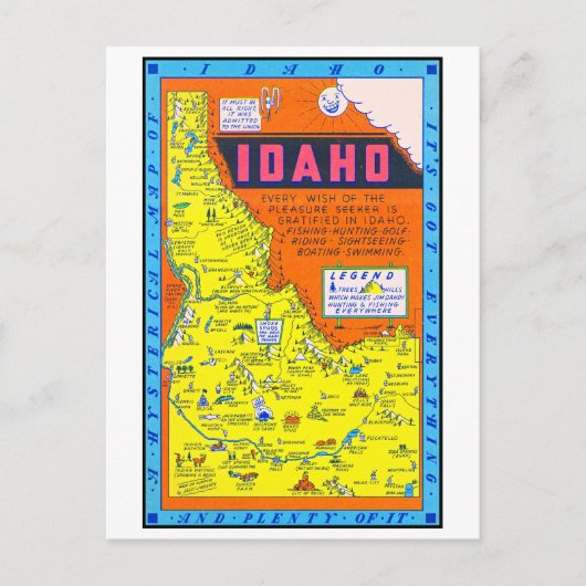 アイダホのヒステリックレトロの地図1949 シーズンポストカード (正面)