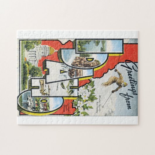 アイダホのヴィンテージ旅行ポスターアートワークからの挨拶 ジグソーパズル (横)