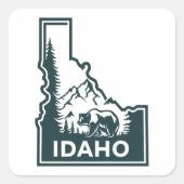 アイダホの地図ベア スクエアシール (正面)