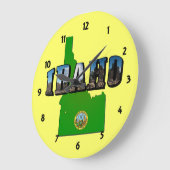 アイダホの地図、シール、写真文字 ラージ壁時計 (傾斜)