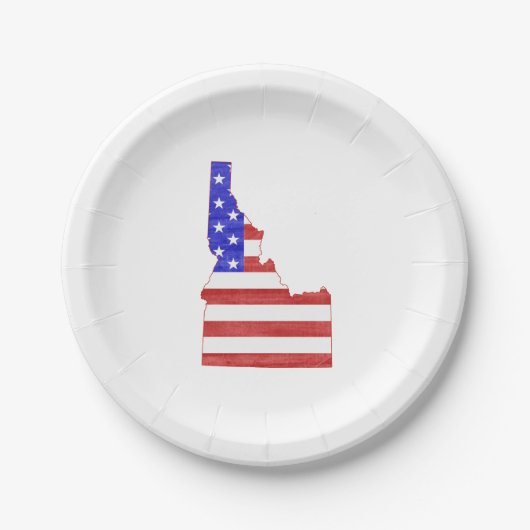 アイダホの形をしたアメリカ国旗の愛国的アイダホアン ペーパープレート (正面)