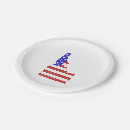アイダホの形をしたアメリカ国旗の愛国的アイダホアン ペーパープレート (アングル)