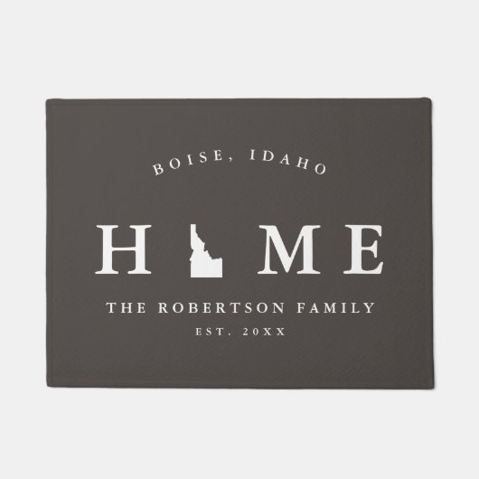 アイダホの灰色と白の州地図マット、ドormat ドアマット (正面)