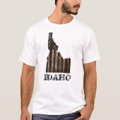アイダホパトリオット焼き木材ブロック Tシャツ (正面)