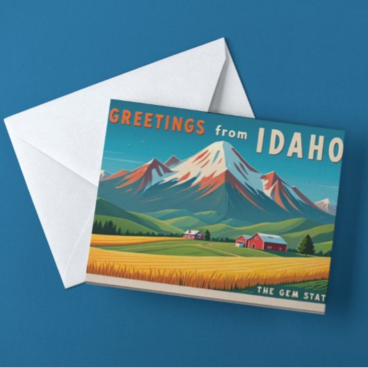 アイダホマウンテンランドスケープヴィンテージプリント シーズンポストカード