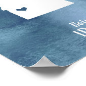 アイダホマップブルーウォーターカラーパーソナライズされたアートプリント ポスター (角)