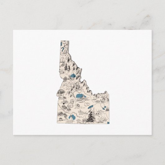 アイダホヴィンテージ写真地図アンティーク州図 ポストカード (正面)