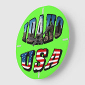 アイダホ写真州と米国国旗の文字 ラージ壁時計 (傾斜)