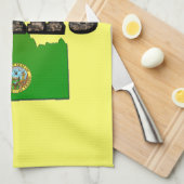 アイダホ地図、印章と写真文字 キッチンタオル (四つ折り)