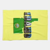 アイダホ地図、印章と写真文字 キッチンタオル (横)