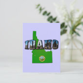 アイダホ地図、印章と写真文字 ポストカード (スタンド正面)