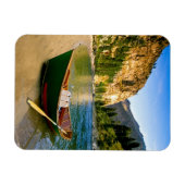 アイダホ島の砂のビーチの魚釣りボート マグネット (横)