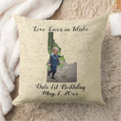 アイダホ州に住む古い地図と州の形をした写真 クッション (ブランケット)