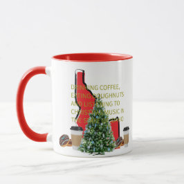 アイダホ州のクリスマス音楽とコーヒーとドーナツ マグカップ