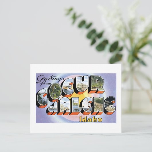 アイダホ州のコーダレンからのご挨拶！ ポストカード (スタンド正面)