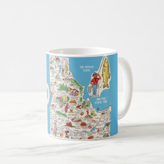 アイダホ州のビンテージカラーマップマグ コーヒーマグカップ (正面右)