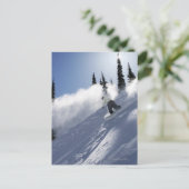 アイダホ州の男性のスノーボーダーのリッピング粉。 ポストカード (スタンド正面)