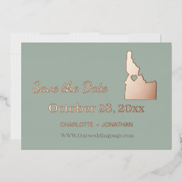 アイダホ州の結婚式　保存日付　ローズゴールド 箔招待状