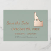 アイダホ州の結婚式　保存日付　ローズゴールド 箔招待状 (正面)