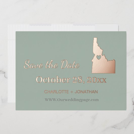 アイダホ州の結婚式　保存日付　ローズゴールド 箔招待状 (封筒)