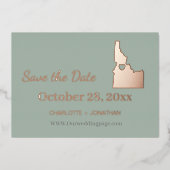 アイダホ州の結婚式　Save The Date ローズゴールド 箔招待状 (正面)