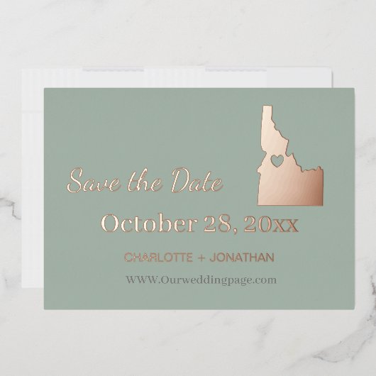 アイダホ州の結婚式　Save The Date ローズゴールド 箔招待状 (封筒)