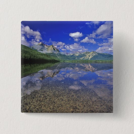 アイダホ州の鋸歯状山脈のスタンレー湖 缶バッジ (正面)