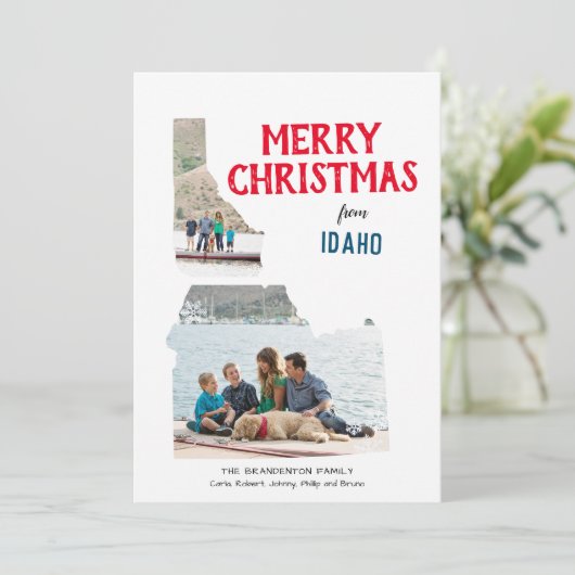 アイダホ州の2枚の写真で楽しいクリスマス シーズンカード (スタンド正面)