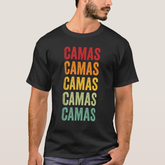 アイダホ州カマス郡 レインボーテキストデザイン Tシャツ (正面)