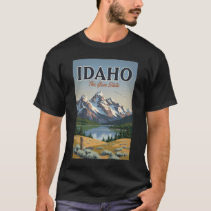 アイダホ州ソウトゥース山脈イラスト旅行アートレトロ Tシャツ