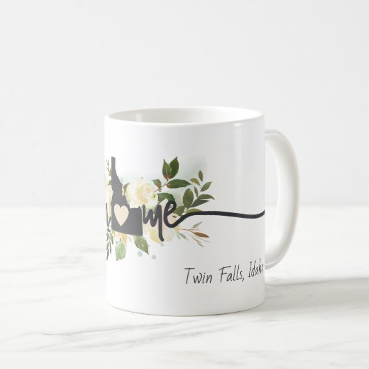 アイダホ州パーソナライズされたユアホームシティ素朴 コーヒーマグカップ (正面右)