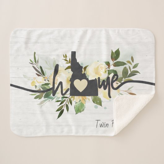 アイダホ州パーソナライズされたユアホームシティ素朴 シェルパブランケット (正面(横))