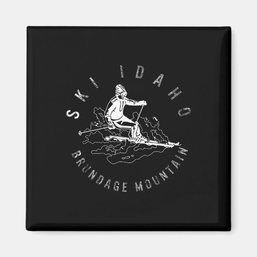 アイダホ州ブランデージ・マウンテンのスキー スノーボード 山 マグネット (正面)