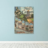 アイダホ州ヘルズキャニオン – Large Letter Scenes キャンバスプリント (インサイチュ (ウッドフロア))