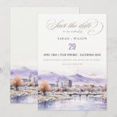 アイダホ州ボイシの水彩画風景の結婚式 セーブザデート (正面/裏面)