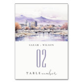 アイダホ州ボイシの水彩画風景の結婚式 テーブルナンバー (裏面)