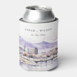 アイダホ州ボイシの水彩風景の結婚式 缶クーラー
