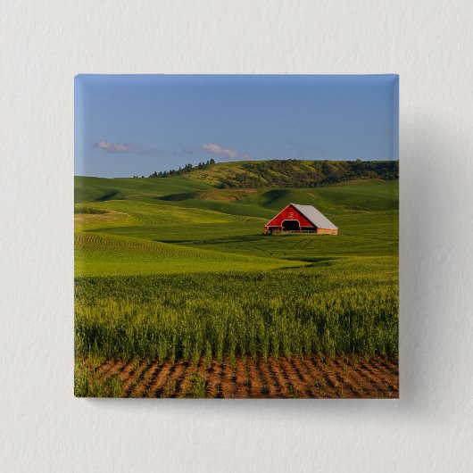 アイダホ州モスクワの納屋の風景 缶バッジ (正面)