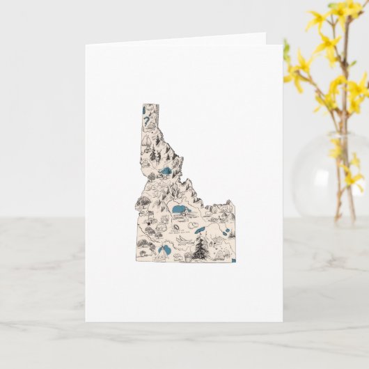 アイダホ州ヴィンテージ写真マップ大きな挨拶 カード (黄色い花)